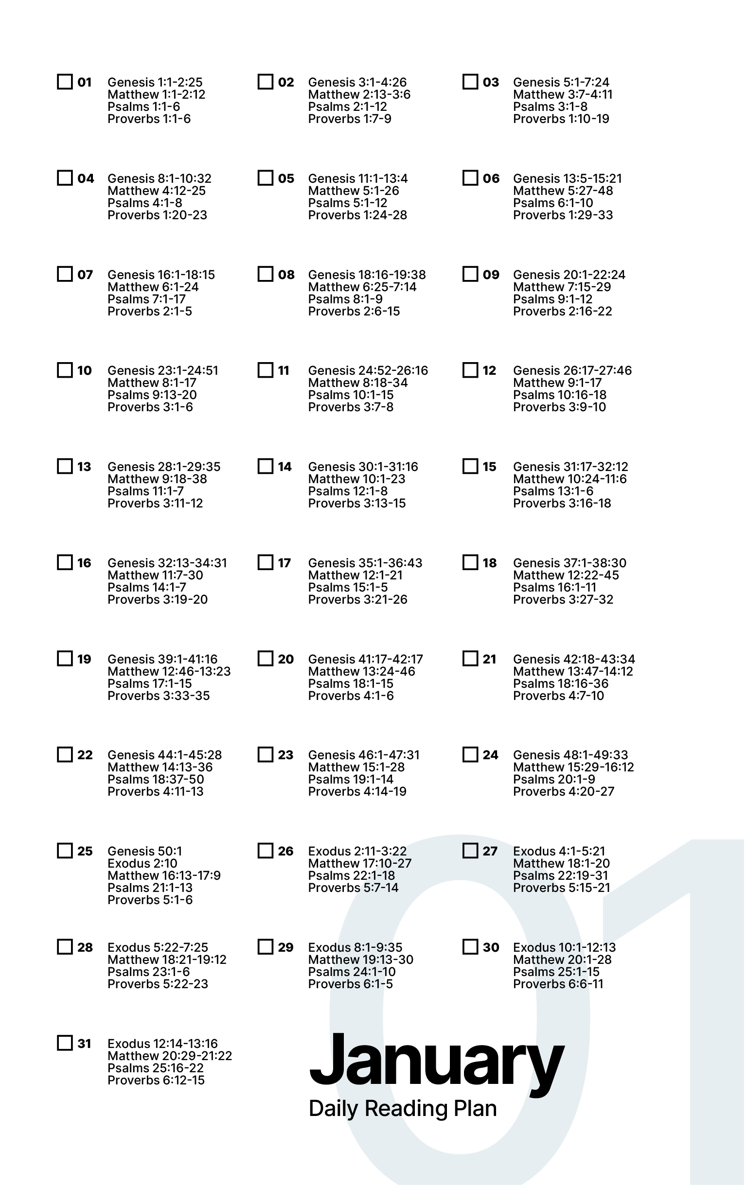 January Bible Reading Plan